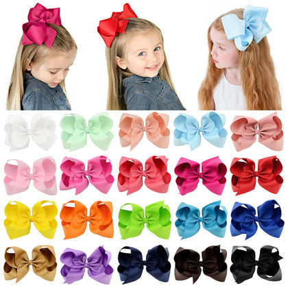 20PCS Big 6 Inch Hair Bows for Girls Grosgrain Ribbon Toddler Hair Accessories with Alligator Clips for Toddlers Baby Girls Kids Teens