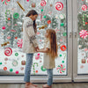WALPLUS Christmas Window Clings Christmas Decorations Clearance Christmas Wall Sticker Double-Sided Reusable Peel and Stick Removable for Glass Living Room Xmas Peppermint Candy and Sweets 46 Pieces