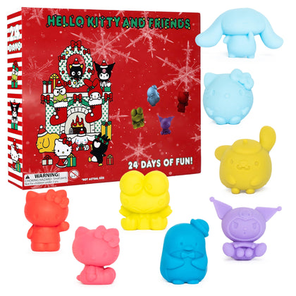 Hello Kitty 50th Anniversary Christmas Advent Calendar - Mochi Silicone Squishy Toys - Includes Kuromi, My Melody, Cinnamoroll & More - From Hello Kitty And Friends - 24 Squishy Gifts