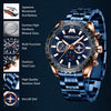 MEGALITH Mens Watches with Stainless Steel Waterproof Analog Quartz Fashion Business Chronograph Blue Watch for Men, Auto Date