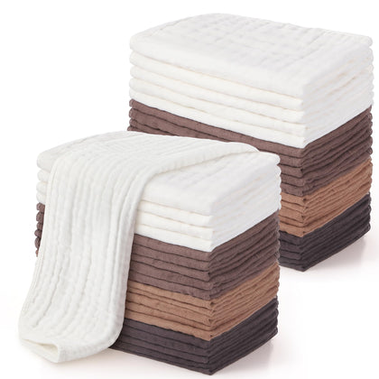 Buryeah 20 Pcs Large 20 x 10 Inch Burp Cloths Multi Colors Washcloths Baby Burping Cloth Diapers 6 Absorbent Layers Face Towels (Vintage Colors)