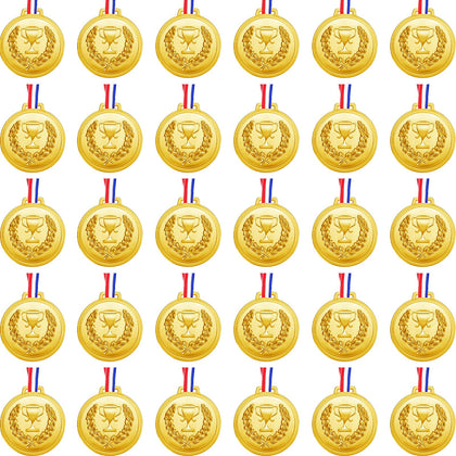 30 Pieces 2.36 Inch Plastic Gold Olympic Medals for Awards Sports Medal for Kids Adults Soccer Medal Football Medals for Awards Gymnastics Winner Award Medals Competition Birthday Party Favors