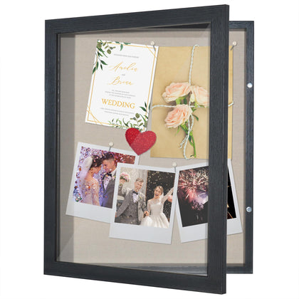 Americanflat Front Opening 11x14 Shadow Box Frame with Door in Engineered Wood - Black Shadow Box Display Case with Shatter Resistant Glass and Hanging Hardware for Wall and Tabletop Display