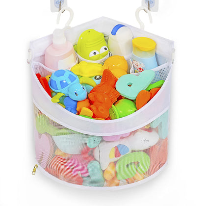 Ligereza Baby Bath Toy Organizer, Quick Drying? and Mould Proof, Corner Hang-Suspension Bath Toy Holder, Large Capacity Multi Use Corner Shower Caddy Shower Rack? White?