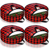 Sadnyy 4 Pieces Christmas Wreath Storage Bag Round Buffalo Plaid Wreaths Storage Container Large Zippered Wreaths Holder Container with Handles for Xmas Holiday Party (Black and Red, 24 Inch)