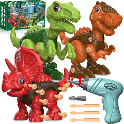Laradola Take-Apart Dinosaur Toys for 3-8 Year Olds, STEM Construction with Electric Drill, Birthday & Party Gifts for Boys & Girls