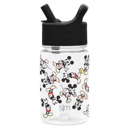 Simple Modern Disney Kids Water Bottle Plastic BPA-Free Tritan Cup with Leak Proof Straw Lid | Reusable and Durable for Toddlers, Boys | Summit Collection | 12oz, Mickey Mouse Retro
