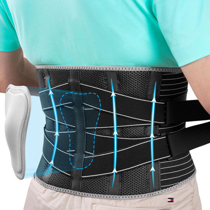 Bracepost Back Brace for Lower Back Pain Women & Men with Bionic Lumbar Pad, Ergonomic Design, Soft Breathable Back Support Belt for Sciatica, Herniated Disc, and More Pain Relief! Lumbar Support Belt for Lifting Works Sports, M(Waist:35.5