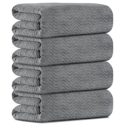 Junsey Bathroom Towels Set of 4, Oversized Bath Towels Extra Large 35x70 Inch Shower Towels Highly Absorbent Quick Dry Towel 600 GSM Soft Bath Sheet Towels for Adults Fitness Camping Grey