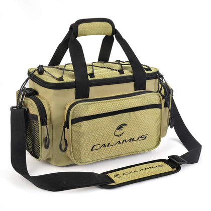 Calamus Fishing Tackle Bags - Fishing Bags for Saltwater or Freshwater Fishing - Rip-Stop PE - Padded Shoulder Strap - Pliers Storage -Khaki