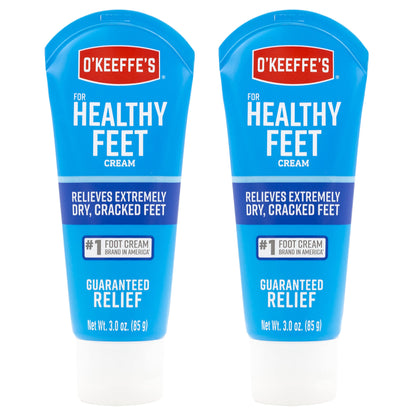 O'Keeffe's for Healthy Feet Foot Cream, Guaranteed Relief for Extremely Dry, Cracked Feet, Clinically Proven to Instantly Boost Moisture Levels, 3.0 Ounce Tube, (Pack of 2)