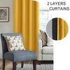 XWZO 100% Blackout Curtains 45 Inches Long with Tiebacks- Soundproof & Energy Efficiency Window Draperies Grommet Top with Black Liner for Bedroom/Living Room, Mustard Yellow, W42 x L45, Set of 2