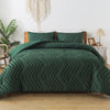 Litanika Comforter King Size Set Dark Emerald Green, 3 Pieces Chevron Tufted Vintage Solid Forest Green Bedding Comforter Sets, Fluffy Bed Set (104x90In Comforter & 2 Pillowcases)