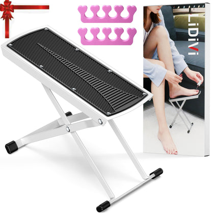 LiDiVi Pedicure Foot Rest, Adjustable Foot Rest for Pedicure Easy at Home, No More Bending or Stretching Pedicure Stand Tool, Non-Slip Sturdy with Toe Separator, Beauty Pedicure Kit (White)
