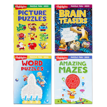Highlights for Children Puzzle Fun 2023 Special Edition Puzzle Books for Kids Ages 6 and Up - 4-Book Set of Brain Teasers, Mazes, Word Puzzles and More Screen Free Brain-Boosting Activities