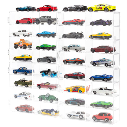 KISLANE Acrylic Display Case Compatible with Hot Wheels, Matchbox Cars, 32 Slots Display Case for Hot Wheels, Matchbox Cars(Extra Large-32 Slots)