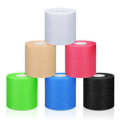 6 Pieces Foam Underwrap Athletic Foam Tape Sports Pre Wrap Athletic Tape Sports Tape for Ankles Wrists Hands and Knees (Wheat, White, Blue, Green, Pink, Black, 2.75 Inch x 30 Yards)