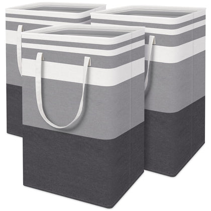 ToteTastic 3-Pack Laundry Basket, Freestanding?Waterproof Laundry Hamper, Collapsible Tall Clothes Hamper with Easy Carry Handles for Clothes, Towels?Toys in the Family and Dorm,Gradient Grey,75L