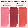 BEFIVECOK Blush Stick for Cheeks - Cream Makeup Blush Wand, Solid Moisturizer Stick for Cheeks Tint, Natural Blendable Waterproof Korean Matte Long-Lasting Smooth Blushes (#01 Shy Pink)