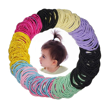 KK BETO 300 Pcs Baby Girls Hair Ties - Small Size Elastic Hair Ties for Baby Girls Infants Toddlers Multicolor Hair Bands Elastic Ponytail Holder (Multicolor)