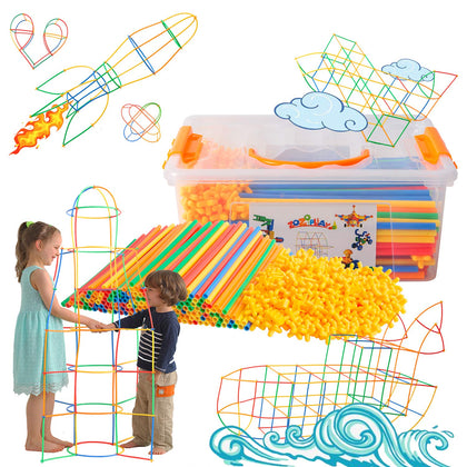 ZOZOPLAY Straw Constructor STEM Building Toys 400 Piece Straws and Connectors Building Sets Colorful Motor Skills Interlocking Plastic Engineering Toys Best Educational Toys Boy & Girl