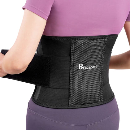 Bracepost Back Brace for Women Lower Back Pain Relief with Biomimetic Widened Aluminum Plate, Breathable and Adjustable Lumbar Support Belt for Herniated Disc, Sciatica, Regular (Waist: 37-48inch)