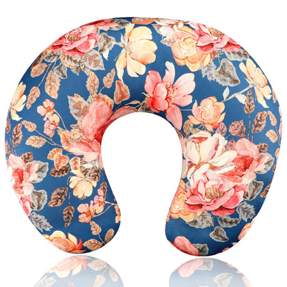 TANOFAR Baby Nursing Pillow Cover, Floral Breastfeeding Pillow Cover for Girl, Ultra Soft Breathable, Stretchy Feeding Pillow Case with Large Zipper, Blue Vintage Flower(Cover Only)
