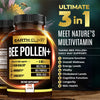 Earth Elixir 3-in-1 Bee Pollen Organic 1000mg (180 Caps) W/ 1000mg Bee Propolis Capsule & 1000mg Royal Jelly Capsule -Made In USA- 3rd Party Tested - Bee Pollen Supplement - Organic Bee Pollen Capsule