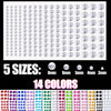 2758 Pcs of Rhinestone Stickers 3/4/5/6/8mm with 14 Colors Self Adhesive Face Gems, Stick on Body Crystal Jewels with Quick Dry Makeup Glue for Face Eye Hair Nails Make up and Craft DIY Decorations