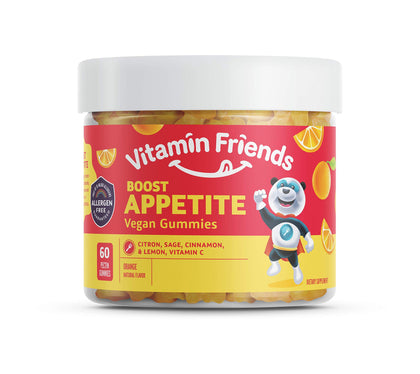 Vitamin Friends All Natural Vegan Children's Appetite Stimulant and Weight Gainer with Boost Appetite Gummies, 1 Pack, 60 Count, Orange Flavor Vitamin