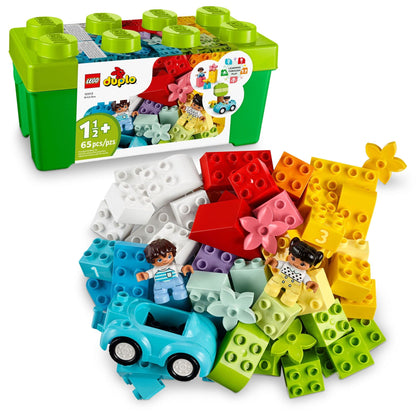 LEGO DUPLO Classic Brick Box 10913 STEM Toy for The Holidays, Features Storage Organizer, Toy Car and Number Bricks to Learn and Play, Building Set for Toddlers, Boys and Girls Ages 18 Months and Up