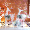 ZHANYIGY 2pc Set White Pinecone Rattan Thread String Christmas Reindeer Figurine Table Desk Decorations Glittering Xmas Holiday Party Supply