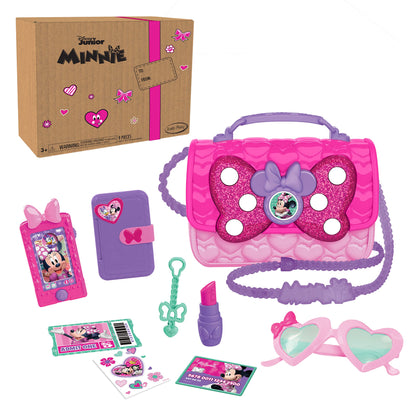 Disney Junior Minnie Mouse Bowfabulous Bag Set, 9-pieces, Dress Up and Pretend Play, Kids Toys for Ages 3 Up by Just Play