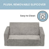 Delta Children Serta Perfect Extra Wide Convertible Sofa to Lounger, Comfy 2-in-1 Flip Open Couch/Sleeper for Kids, Grey