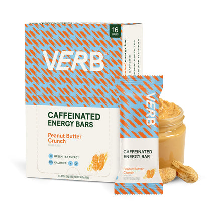 Verb Energy - Peanut Butter Cookie Caffeinated Snack Bars - 110-Calorie Low Sugar Energy Bar - Nutrition Bars - Vegan Snacks - Gluten Free with Organic Green Tea, 26g (Pack of 16)