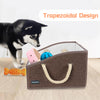 Thankspaw Dog Toy Box, Large Dog Toys Storage with Handle, Fabric Trapezoid Dog Toy Bin, Collapsible Basket Chest Organizer, Perfect for Pet Toys, Blankets, Dog Toys and Accessories,Coffee