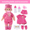 DONTNO 12 Inch Baby Doll with Clothes and Accessories, Reborn Alive Baby Doll Feeding and Caring Set with Baby Bottles Diaper Nipple for Little Girls Pretend Play Set