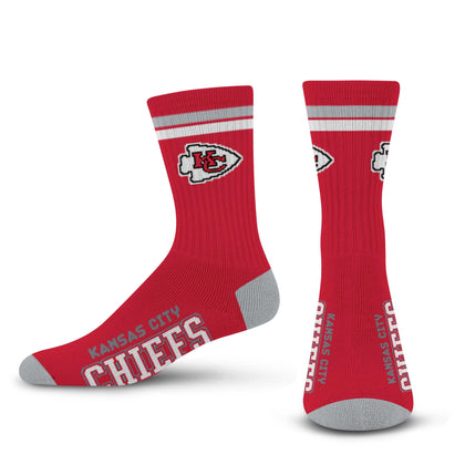 FBF - Official NFL 2 Stripe Adult Team Logo & Colors Crew Dress Socks Footwear for Men and Women Game Day Apparel - Kansas City Chiefs Large 10-13