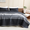 Litanika Quilt King Size Grey and Black and White, Gray Stripe Patchwork Summer Bedspread Coverlet 3 Pieces, Soft Lightweight Microfiber Quilted Bedding Set for All Season(1 Quilt, 2 Pillowcases)