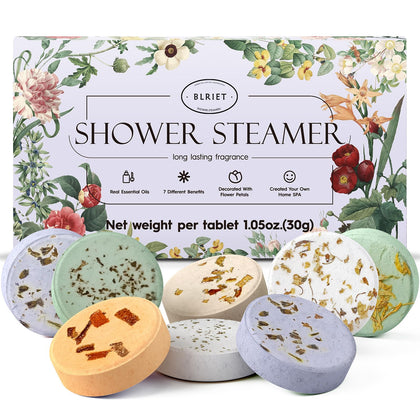 Shower Steamers Aromatherapy Christmas Gifts Stocking Stuffers for Women 8 PCS, BLRIET Shower Bombs Birthday Gift for Mom with Lavender Natural Essential Oils, Self Care & Relaxation Gifts for Lover