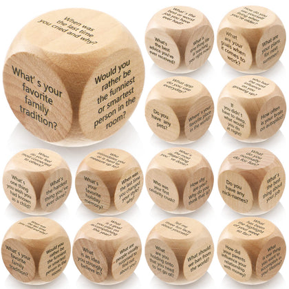 12 Pcs Conversation Starter Ice Breaking Team Games Icebreakers Ice Breaking Dice Game for Adults Team Building Work Office(Wood Color, Adult)