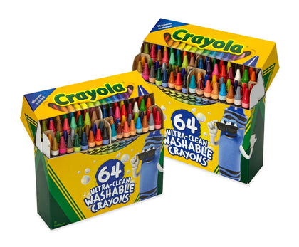 Crayola Washable Crayons - 64 Count (2 Boxes), Bulk Crayons for Kids, Crayon Set, Kids Art Supplies, Coloring Book Crayons [Amazon Exclusive]