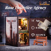 CUTEBEE DIY Book Nook Kit with Dust Cover,DIY Wooden Miniature House Kit Bookshelf Insert Booknook Bookend Stand Bookcase Model Build Creativity Kit Decor Alley with LED Light (Rose Detective Agency)