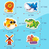 65 PCS Animal Magnets, Adorable Magnetic Animal with Name Fridge Magnets-Wild Animal, Farm Animal & Marine Animal-Thickened Cardstock Refrigerator Magnets Cute Educational Learning Toys for Kids 3+