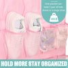 Over The Door Shoe Organizers Pink with 35 Durable Mesh Pockets Baby Organizer Storage Hanging Shoe Holder Rack For Toddler Girl/ Baby/ Craft Room Bedroom Pantry Bathroom Closet