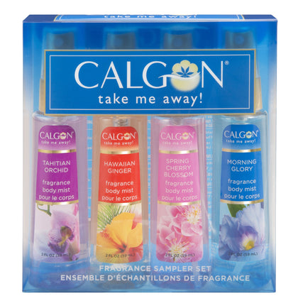 Calgon Take Me Away 4 Pc Gift Set (Refreshing Body Mist 2.0 Oz Of Spring Cherry Blossom Hawaiian Ginger Morning Glory Tahitian Orchid) for Women By 2 Fl Oz