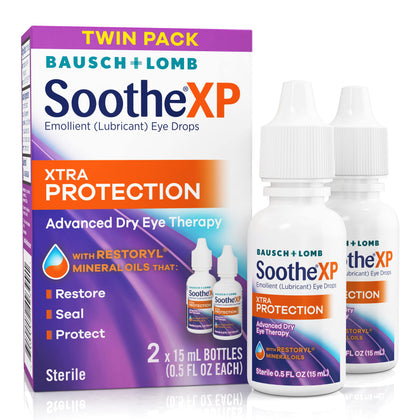 Soothe XP Eye Drops by Bausch & Lomb, Lubricant Relief for Dry Eyes, 15 mL (Pack of 2)
