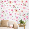 AOWDIAO 60 Pcs Flower Peel and Stick Wall Decals Watercolor Vinyl Peony Floral and Leaves Wall Stickers Pastel Flower Decor for Girls Bedroom Nursery Classroom Living Room