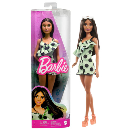 Barbie Doll, Kids Toys and Gifts, Brunette with Polka Dot Romper, Fashionistas, Clothes and Accessories