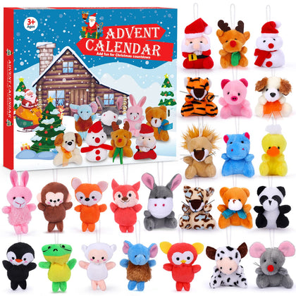 Advent Calendar 2023 for Kids 24 Days Christmas Countdown Calendar with Mini Animal Plush Toys Stuffed Animals Christmas Tree Decorations Stocking Stuffers Christmas Party Favor Gifts for Girls Boys
